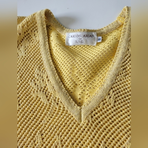 Carlos Arias for S.G.G. Knit Metallic Knit Sweater Small Yellow - Picture 6 of 10